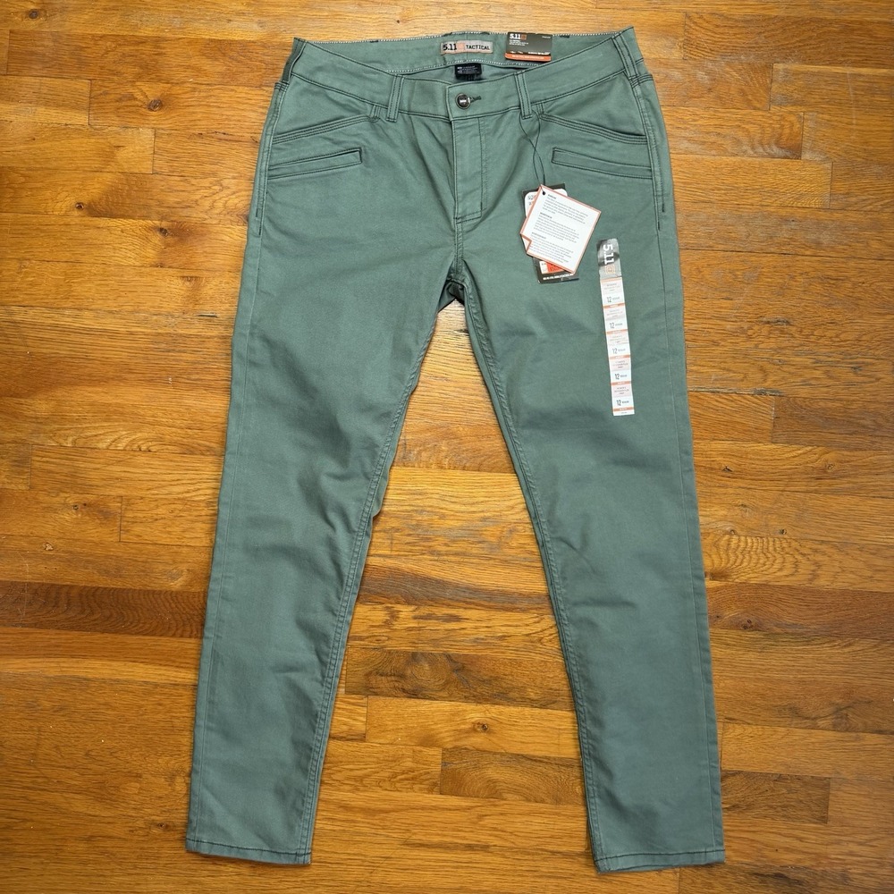5.11 Tactical Womens Defender Flex Pants Size 12 Slim Fit Thyme Green NWT
